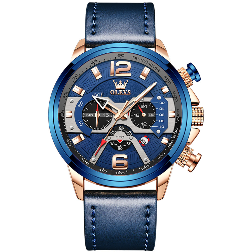 Aiigift Three-eye Timing Large Dial Waterproof Calendar Men's Watch