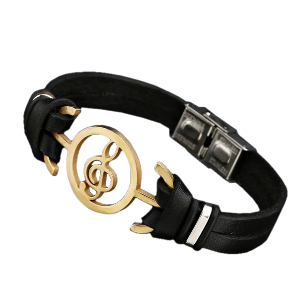 Music Charm Men's Leather Bracelet