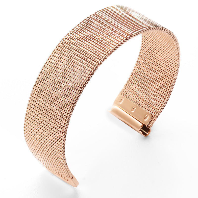 Metallic Braided Mesh Strap Rose Gold & Black