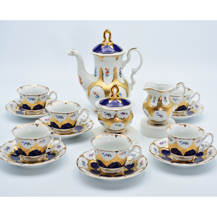 17 PCS High Quality Embossed Gold Luxury Style Coffee & Tea Cup Set