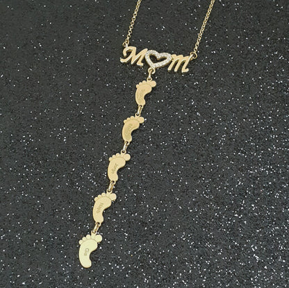 Vertical Baby Feet Necklac Can be engraved