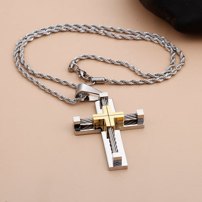 HIM & PROSPER SILVER CROSS NECKLACE