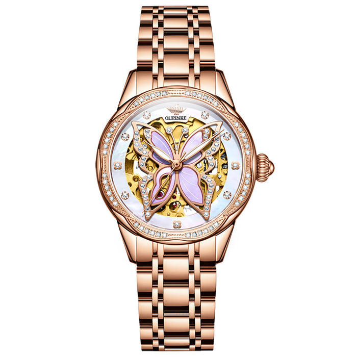 Butterfly Pattern Fashion Hollowed-out Mechanical Waterproof Watch Women's Watches