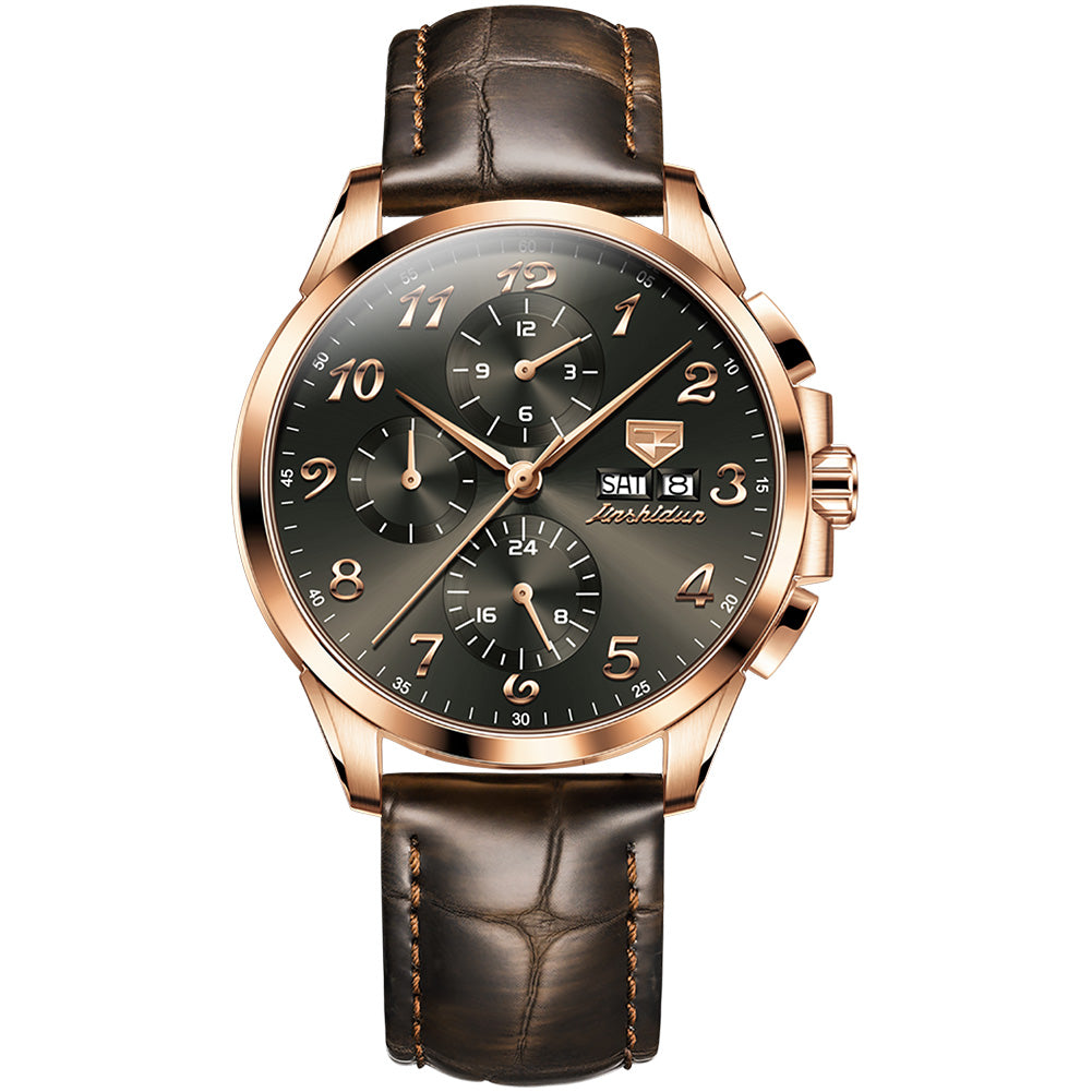 Multi-function Timing Automatic Mechanical Watch With Double Calendar