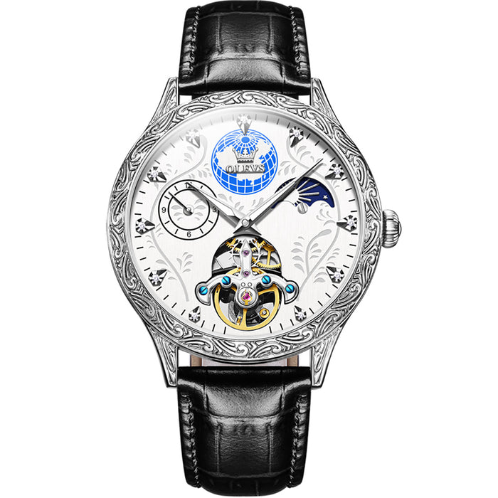 Men's Tourbillon Watch With Embossed Dial