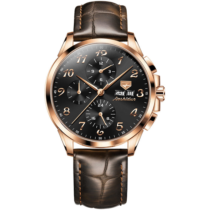 Multi-function Timing Automatic Mechanical Watch With Double Calendar