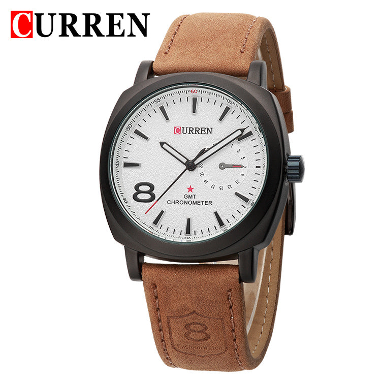 Abrasive Leather With Waterproof Commercial Quartz Watch