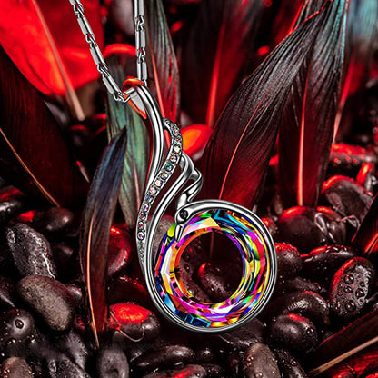 Phoenix necklace with pink Swarovski crystals