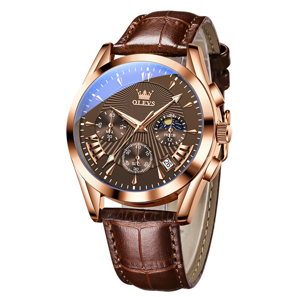 Multifunction Sports Timing Calendar Quartz Men's Watch