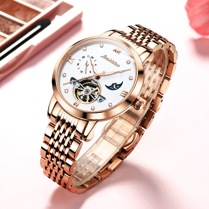 Multifunctional Fashionable Hollowed-out Waterproof Mechanical Ladies Watch