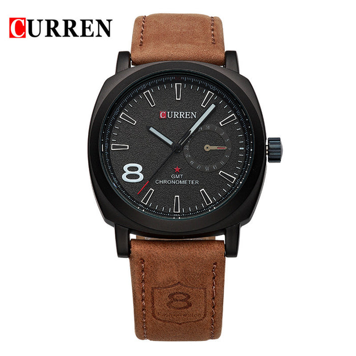 Abrasive Leather With Waterproof Commercial Quartz Watch