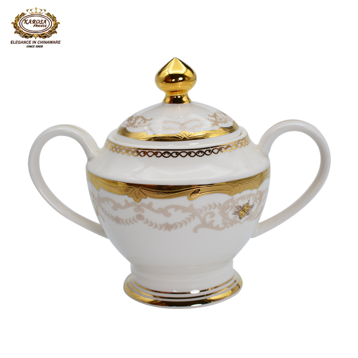 17 PCS Tea Sets With 6 Cups 6 Saucers Embossed Gold Royal Style Bone China Coffee Tea Sets